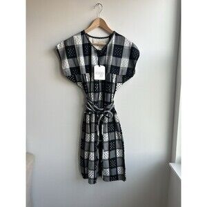NWT Ace & Jig Austin Checked Gingham Dress in Corsica Black And White Cotton XS